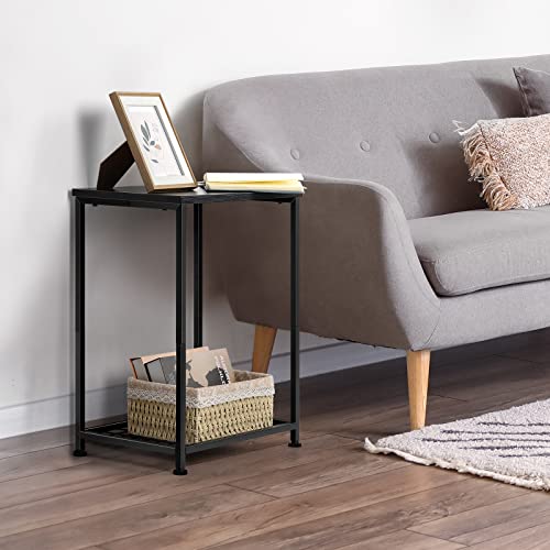 Smusei Black Nightstands Set Of 2 Side Table Living Room For Small Spaces Narrow Bedside Tables And Small End Table Sets With Open Storage Shelves For Bedroom Guest Room Decor #TOP5
