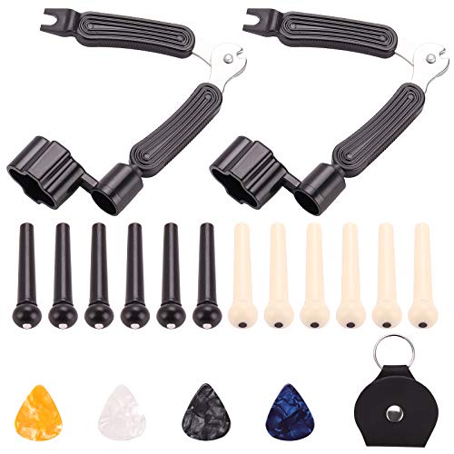 Isrono 2PCS Guitar String Winder Cutter Pin Puller - 3 In 1 Multifunctional Guitar Maintenance Tool Guitar String Cutter Winder Pin Puller Clippers String Pin Puller All-In-One