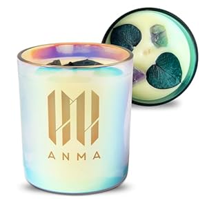 ANMA Luxury Candle – Aromatherapy Bliss – Beautiful Botanicals, Natural Wax, Precious Stones, Exquisite Fragrances – Scented Home Accents to Relax & Rejuvenate – Vegan Blends (Ocean Breeze)