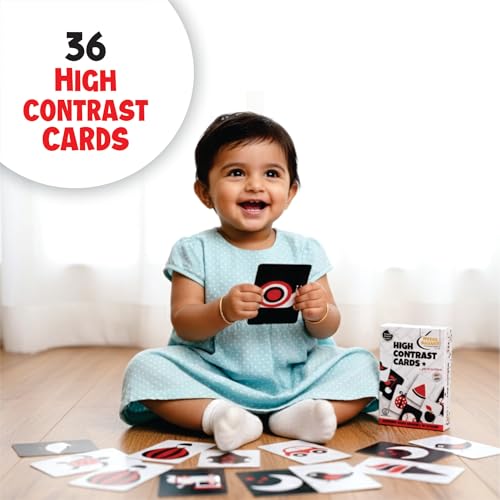 Image of High Contrast Flash Cards for Toddlers (12-24 Months), 36 Black, White & Red Visual Stimulation Cards for Early Learning & Language Development