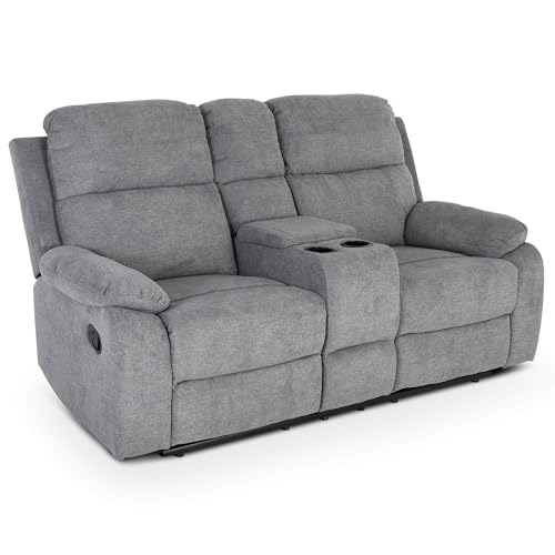 Raburg Kinosessel, 2er-Fernsehsessel mit Relaxfunktion|Liegefunktion, mechanisch, für 2 Personen, Taschenfederkern-Polsterung, Belastbarkeit je Sitzplatz 150 kg, Flix, Mikrofaser|Hellgrau
