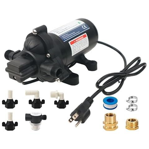 KENCIT T33 Automatic On-Demand Diaphragm Pump 115Vac, 4.0GPM, 45PSI, Industrial Water Pressure Pump for Kitchen, Bathroom, RV, Marine Yacht, Caravan, Garden Cover