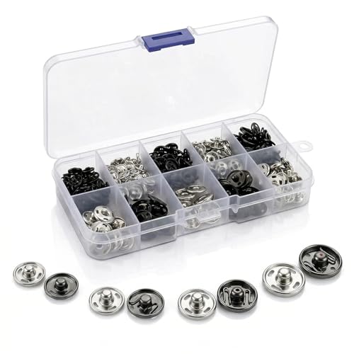 Bouton Pression Metal, 100 pièces Pression Metal Couture, Bouton Pression à Coudre, Boutons Pression En Métal, Bouton Pression A Coudre, pour Couture de Vêtements, Sacs à Main, et Projets DIY