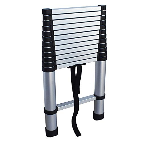 findmall Aluminum Telescopic Extension Ladder Folding Step One-Button Inward Sliding Retraction 10.5FT / 3.2M 12.5FT / 3.8M 14.5FT / 4.4M Multi-Use Non-Slip (12.5FT / 3.8M)