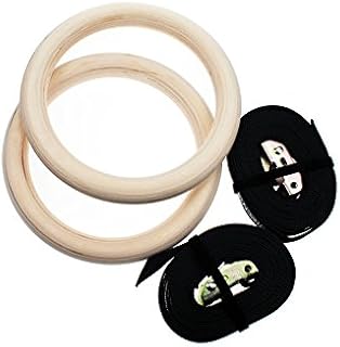Sundried Wooden Gymnastic Rings with Straps Exercise Gym Rings High Intensity Fitness Training Gymnastics Athletic Dip Rings