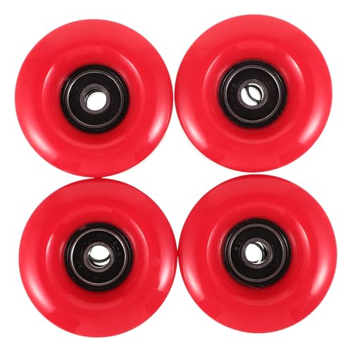 INOOMP 4pcs Roller Skate Wheels Replacement Red Roller Skating Wheel Parts for Quad Skates or Outdoor Double Row Skating or Skateboard Accessories