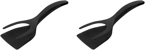 Miniatura 1 de Zerodeko Espátula de huevo 2 en 1, 2 pinzas con agarre de huevo frito, espátula de doble cara, pala de cocina antiadherente para pan, pescado y