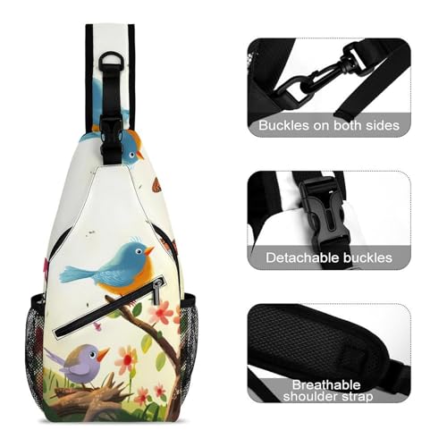 Mochila deportiva bandolera Birds And Butterflies sling bag miniatura 3