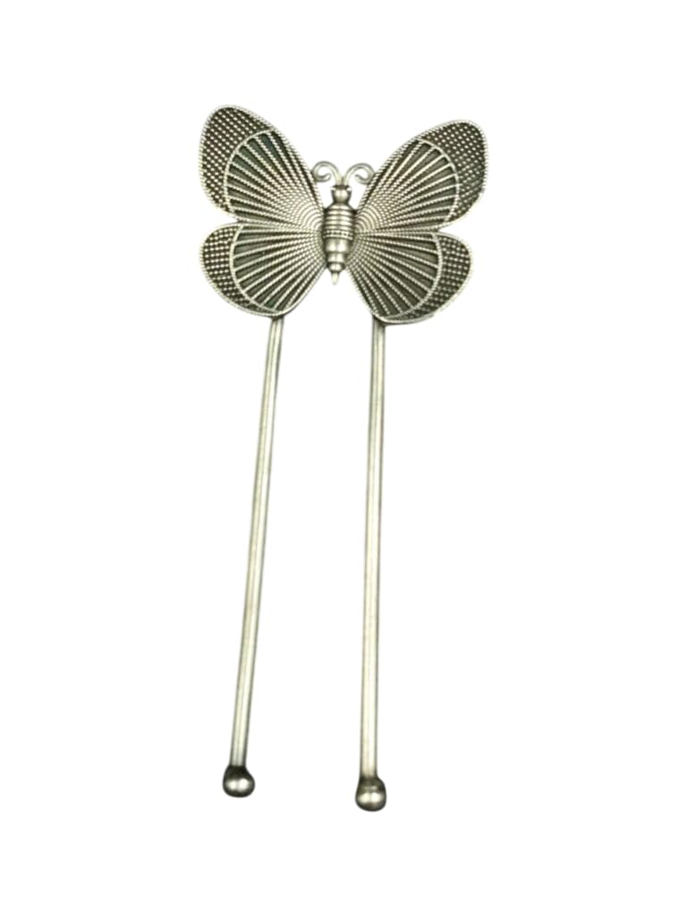 MR. Singh Chhapara Handcrafted Butterfly Juda Pin Silver Replica-image-49