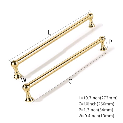 CABDM 5 Pack 10 Inch Solid Kitchen Cabinet Handles Polished Brass Heavy Duty Cabinet Pulls Drawer Pulls Cabinet Hardware Kitchen Handles for Cabinets Cupboard Handles by CABDM - Used condition - Image 2