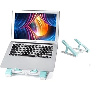 STRIFF Laptop Stand for Desk, Ergonomic Computer Stand Laptop Riser, Phone and Tablet Stand for Desk, Portable Laptop Elevator Holder Compatible with MacBook, Laptop,Tablet(WhiteSky)