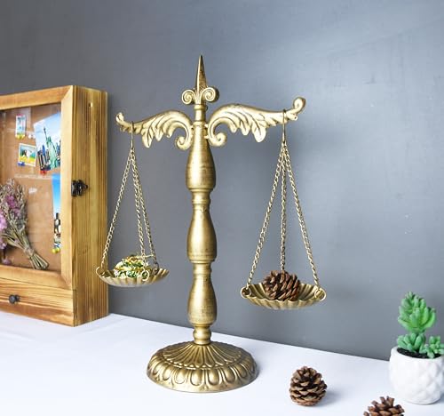 Tour de bijoux Balance vintage en métal doré 28cm | Rangement cosmétiques et bougies - 3