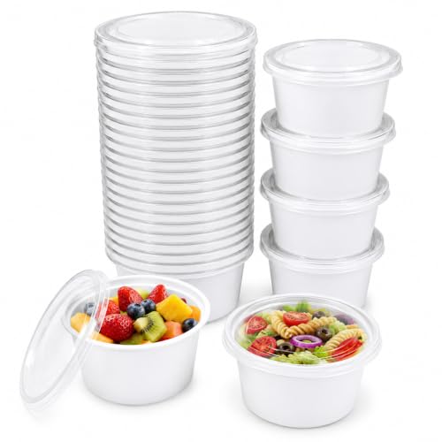 Image of 250 ML Disposable Food Containers with Lids (25 PCS) | Round Food Storage & Takeaway | BPA Free, Microwave Safe, Freezer Safe Meal Prep Boxes for Kitchen, Restaurant & Food White