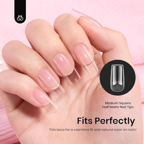 Image of Beetles Gel Nail Tips Etch-X, Square Medium, 288Pcs 12 Sizes Pre-Etched