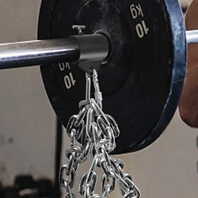 Luwint Mini Barbell Jack/Chain Collars with Loop for Weightlifting Deadlift