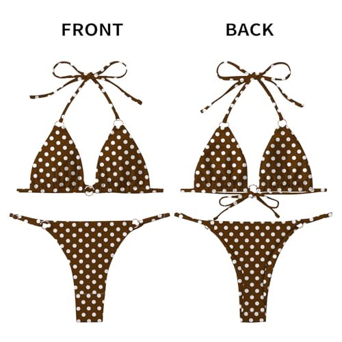 Image of MIKETAI Sexy Bikinis for Women 2 Piece Bikini Spaghetti Strap Swimsuits Solid Color Bathing Swimwear Triangle Bathing Suit