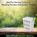 Peg Storage Basket Container with Lid Washing Powder storage Box 5L with 36 Wooden Clothes Pegs, Dishwasher Machine Soap Tablet box (Turquoise Handle) - Image 9