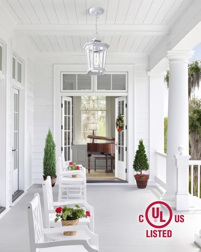 Image of VIANIS White Outdoor Pendant Lights, Modern Hanging Outside Lights Lantern