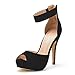 DREAM PAIRS SWAN-05 New Women's Ankle Strap Back Zipper Peep Toe High Heel Platform Pump Shoes