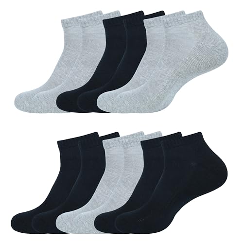 Image of Womens Cushioned Ankle Socks, Low Cut Breathable Casual Super Soft, Multi Color Options Size 4-7, 6-9 (US, Numeric, 4, 7, Regular, Regular, 6, Black,Grey)
