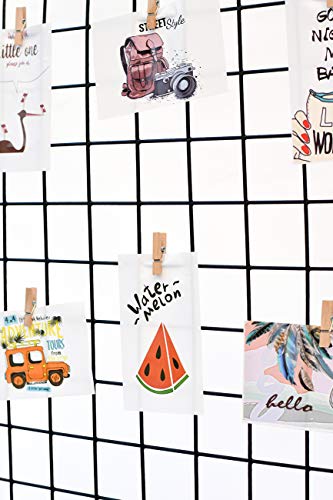 Image of Art Street DIY Metal Photo Grid Wall for Photo Hanging Clips Rectangular Shape, Wall Decoration (Black, 45 x 65 cm)