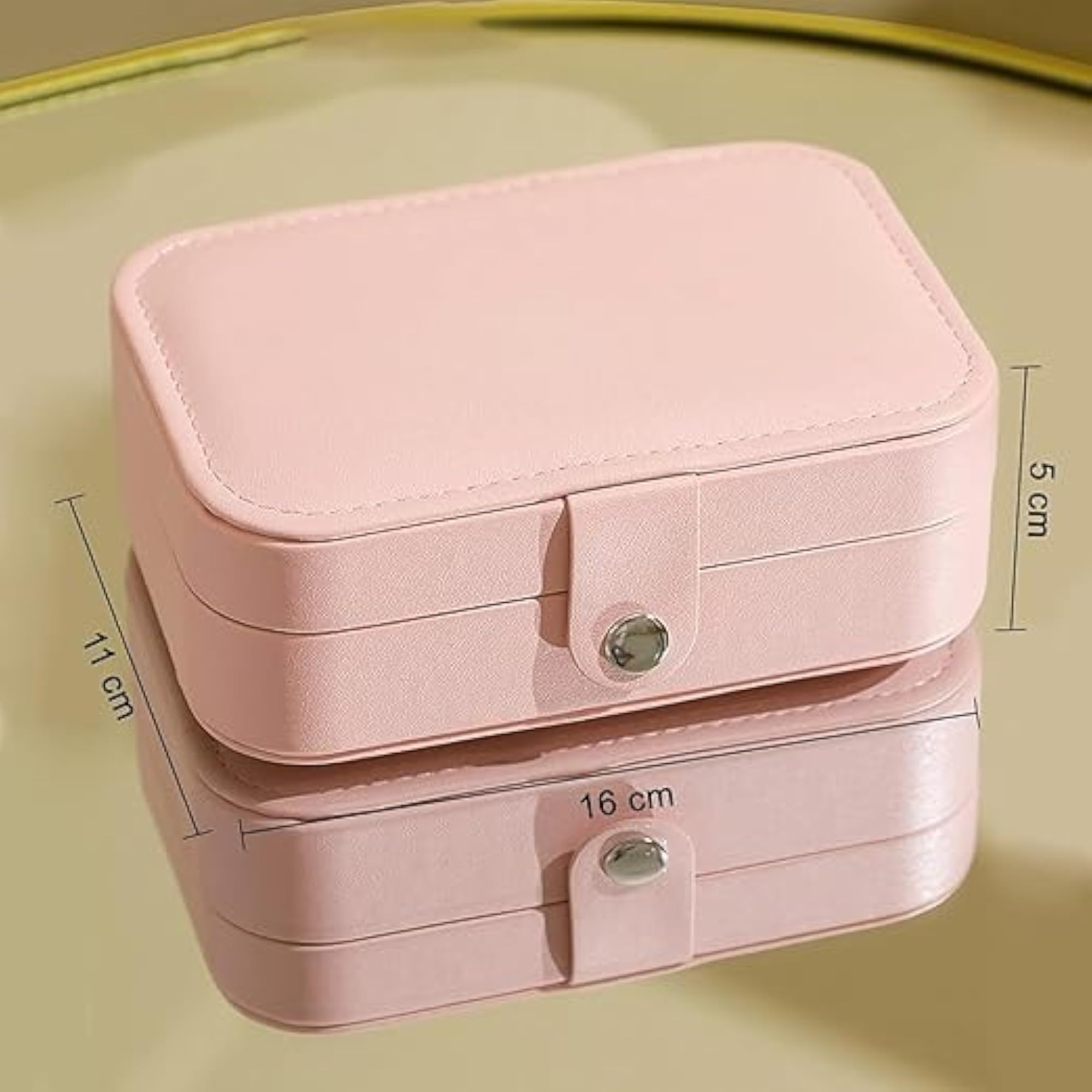 Compact Travel Leather Jewelry Box for Women, Portable Organizer