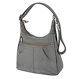 Travelon Anti-Theft Signature Top Zip Shoulder Bag, Pewter, One Size