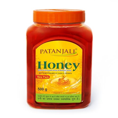 Image of Patanjali Pure Natural Honey 500g - No Added Sugar Raw Natural Bee Madhu Honey | No Artificial Colour | Ideal for Eating Cooking & Daily Wellness Use