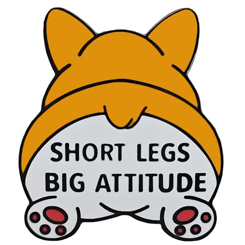 Image of Short Legs Big Attitude Enamel Pin, Funny Corgi Buttock Brooch Badge, Cute Pet Lapel Pin Optimism Gift for Friends