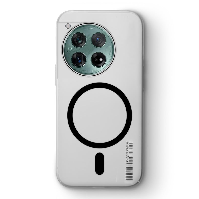 Image of Mr. Case Back Cover for OnePlus 12 5G Elegant Frosted White Translucent Back Only Compatible with Wireless Magnetic Accessories | Anti-Scratch Shockproof Phone Case - Black