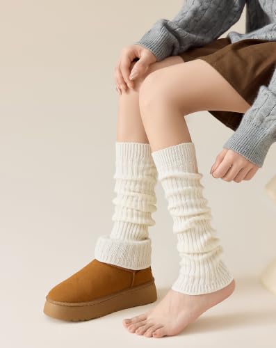 Image of Yawlsow Leg Warmers for Women Girls Y2k Knit Ruffle Leg Warmer Winter 80s with Sequins, Japanese Kawaii Harajuku Accessories