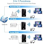 WiFi Booster, 2024 New WiFi Range Extender Internet Signal Booster for Home Wireless Repeater|Covers Up to 2800 Sq.ft and 40 Devices 300Mbps 2.4GHz|WPS Button| Ethernet Ports-Black