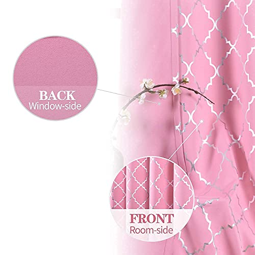 Anjee 4 Panels White Sheer Curtains 52X96 Inches Buddle With Pink Blackout Curtains Moroccan Pattern Window Treatment For Home #TOP7