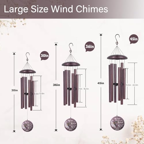 Image of ASTARIN 36 inch Large Deep Tone Personalized Sympathy Wind Chimes, Memorial Wind Chime for Loss of Mother Father Loved One, Bereavement Gifts Decor Outdoor Patio Garden Graveyard, Produced in Texas
