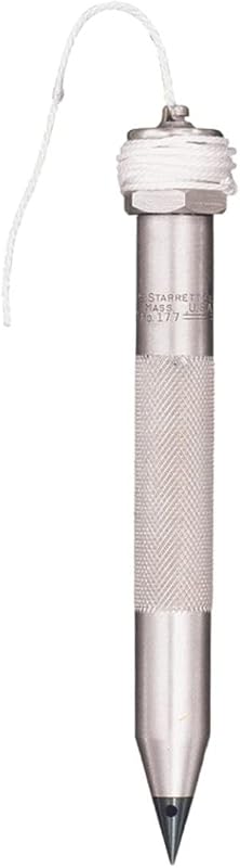 Plomada de acero macizo Starrett, 2-3/4 oz., hilo de nailon trenzado fuerte de 8' | Acero endurecido, forma hexagonal, para trabajos de diseño, construcción, topografía, 177A
