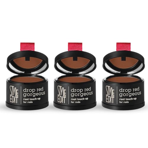 Image of Style Edit Root Touch Up Powder | Temporary Hair Color for Gray Roots and Thinning Hair | Salon-Quality, Transfer-Resistant Hair Concealer | Medium Red, 0.13 oz (Pack of 3)