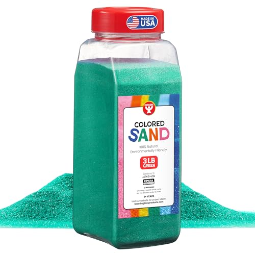 Image of Hygloss Colored Sand for Crafts - 3 lb Bottle, Green - Vibrant Colorful Fine Sensory Play Sand Art Kits for Kids - Classroom Activities for Children 3 4 5 6 7 8 9 10 11 12 - Safe for Ages 3+