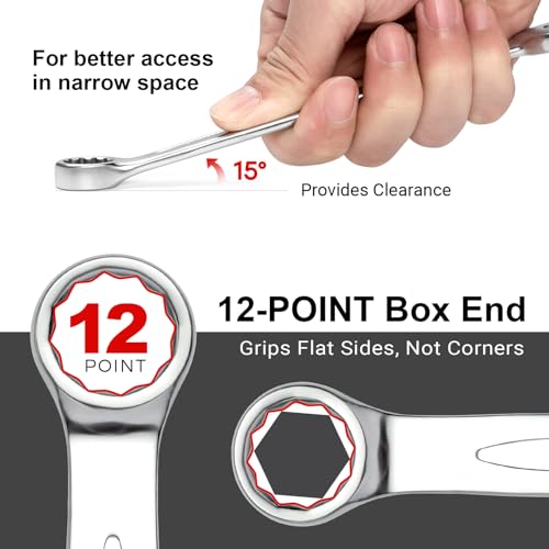 Image of MAXPOWER 5 /8 inch Combination Wrench, Professional Open & Box End, Mirror Polished Finish, Forged Heat-Treated Cr-V Steel, 12-Point Design