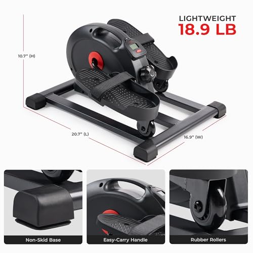 Image of Sunny Health & Fitness Under Desk Pedal Elliptical Machine, Adjustable Resistance Leg Exerciser Office Home Workout While Sitting for Seniors
