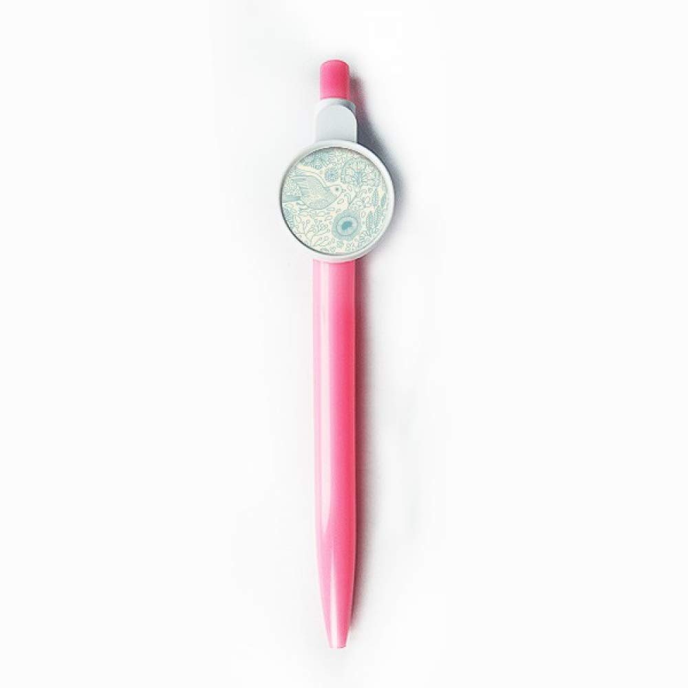 Stylo à bille rétractable avec oiseau et fleur aux finitions soignées - 5