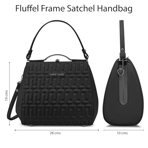 Image of Lavie Luxe Women's Fluffel Frame Satchel Handbag for Women | Satchel Bag for Work | Ladies purse | Stylish Shoulder Bag | Gift For Women