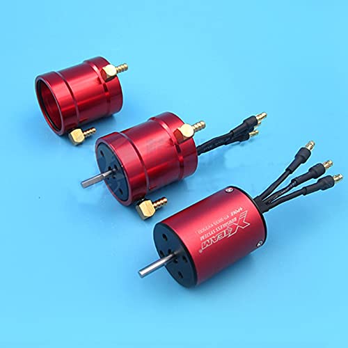 1PC High Power 2835 bezszczotkowy silnik KV3500 7.4V-14.8V/2S-4S silniki chłodzone wodą w wale 4mm do części do łodzi elektrycznych RC Jet (Color : Motor and jacket)