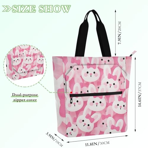 Bolsa de libros resistente a los arañazos con diseño de conejo 4