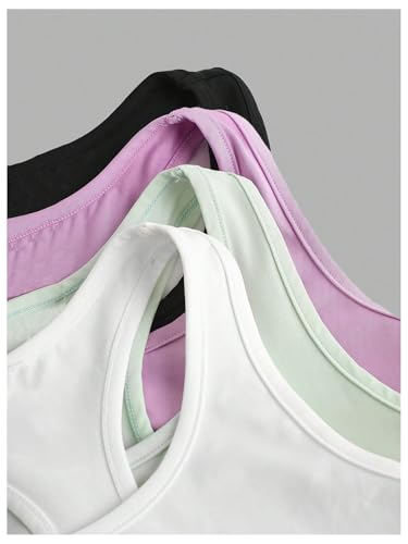 SweatyRocks Girl's 4 Pack Workout Tank Tops Sleeveless Crew Neck Sports Athletic Shirts3
