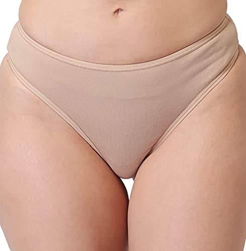 Image of pavvoin Women's Plain Cotton Blend Thong mid Rise Panty