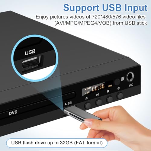 Reproductor de DVD para TV con Euroconector, JOVELL Reproductores de DVD Multiregión con Entrada USB, Salida HDMI AV, PAL NTSC Integrado, Reproduce Varios Formatos (No BLU-Ray, Modelo-170) - imagen 5