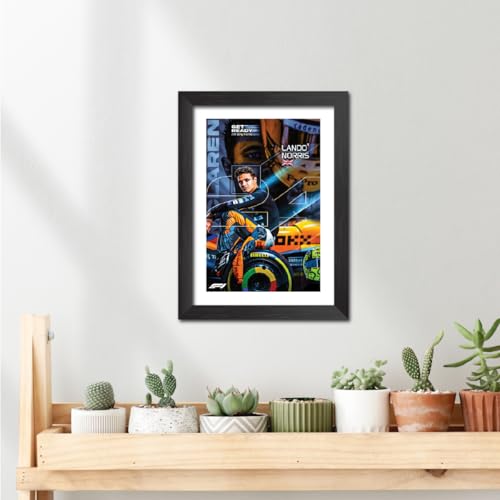Image of TenorArts Lando Norris Poster F1 Driver Posters Formula One Photo Frame Painting with Matt Finish Dark Texture (12 inches x 9inches)