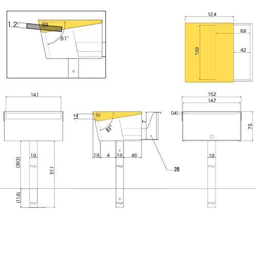 Katanabox Wide Dr - Stainless Steel Post Mount Modern Design Mailbox With Lock And Key Extra Large Letterbox Rust Proof For Modern Home House Apartment Rural Roadside 12" X 15" X 8" (Ebony Wood) #TOP5