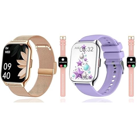 ZOSKVEE 2-Pack Smart Watch with 4 Bands, 2.0" Fitness Tracker Watch(Dial/Answer Calls) with Heart Rate/Blood Pressure/Blood Oxygen Monitor for Android iOS Cover