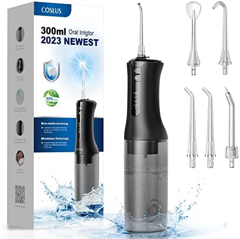 Water Dental Flosser Teeth Pick: Portable Cordless Oral Irrigator with Micro-Bubbles Tech 300ML Type C Rechargeable Travel Waterflosser IPX7 Waterproof Electric Flossing Machine for Teeth Cleaning
